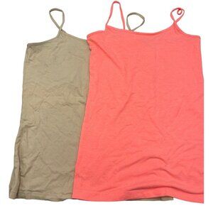 no boundaries set of 2 tank top brown pink cotton blend size large bust 15" READ